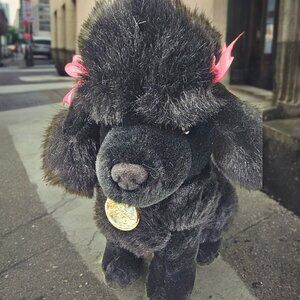 Dan Dee Collectors Choice Black Poodle With Pink Ear Bows Plush Stuffed Animal